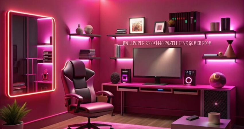 wallpaper 2560x1440 pastle pink gamer room
